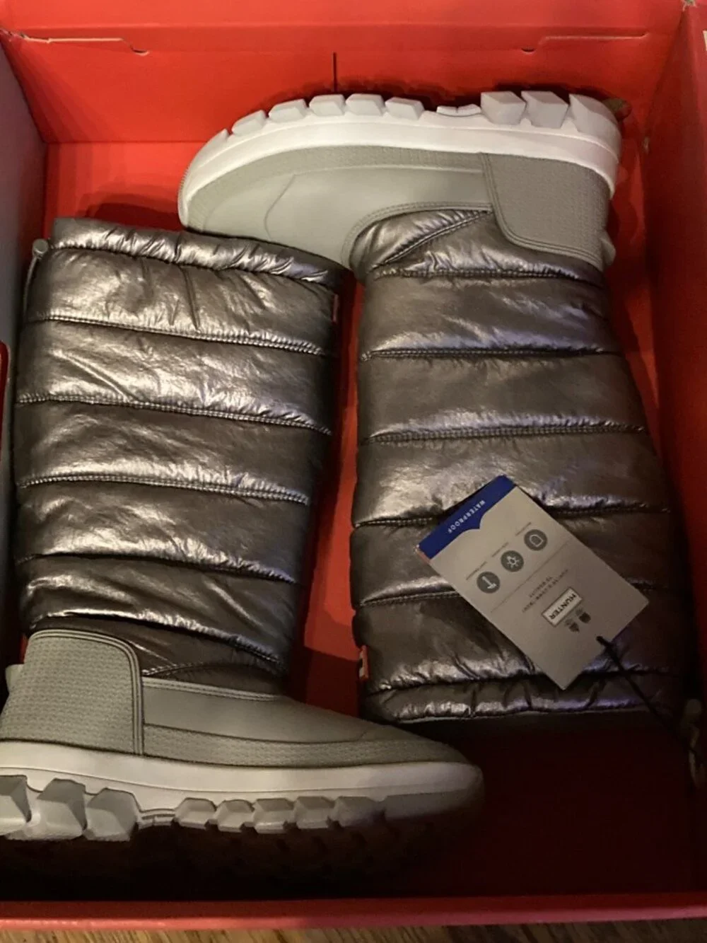 Hunter Original Metallic Dark Silver Insulated Tall Snow Boots Size 5 US New